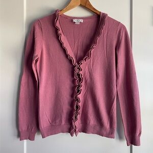 LOFT Button Down Cardigan Sweater Mauve Pink Petite Small